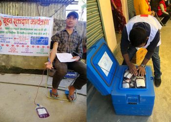 लकडाउनको समयमा रगत अभाव हुन नदिन खिम्तीमा ४० जनाले गरे रक्तदान