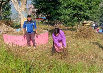  उपमेयरको नेतृत्वमा वडा अध्यक्ष र स्थानीय समेतको सहयोगमा  विटार पार्कको सरसफाइ 
